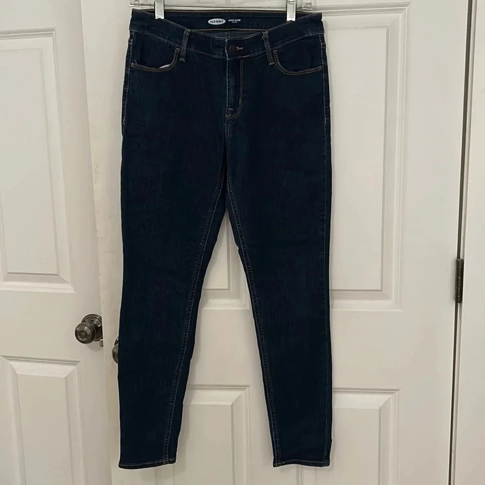 Old Navy super skinny mid rise jeans size 6 denim dark wash